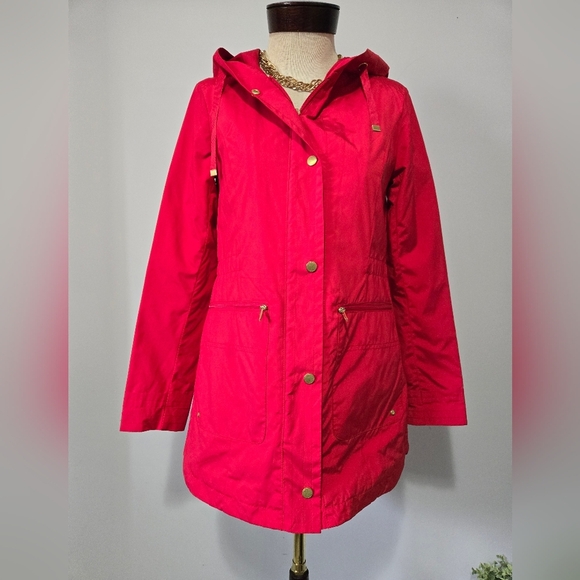 Cole Haan Red Hooded Quilt Lined Jacket. Size XS - Picture 1 of 13